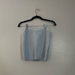 Aerie Light Blue Ribbed Blouse